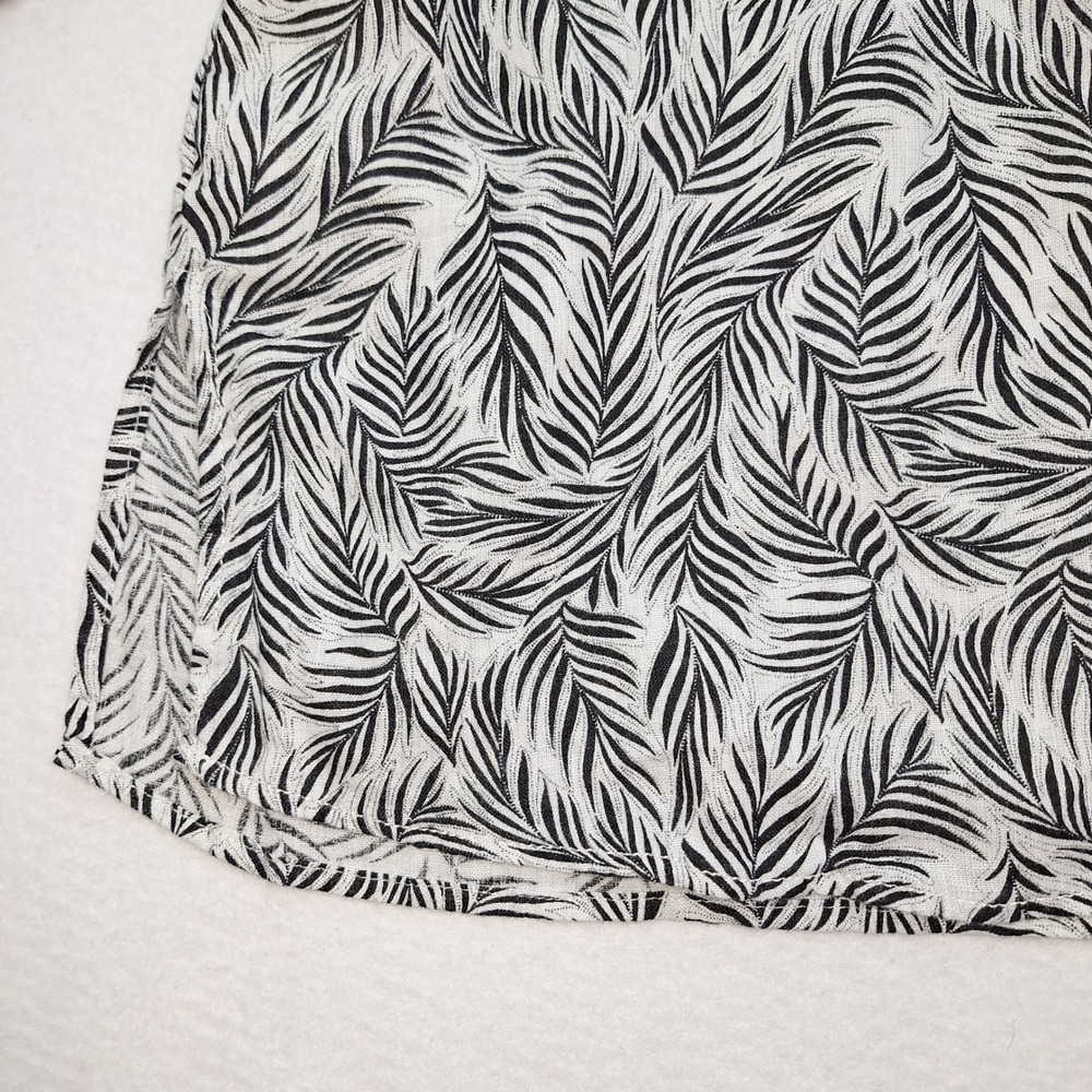 Tahari Top Womens 2X Black Palm Leaf Botanical 100% Linen Tunic European Flax - Picture 7 of 8